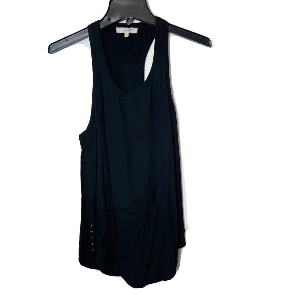 IRO Womens Aldric Studded Racerback Tank Top Black 34 Sleeveless Scoop‎ Neck